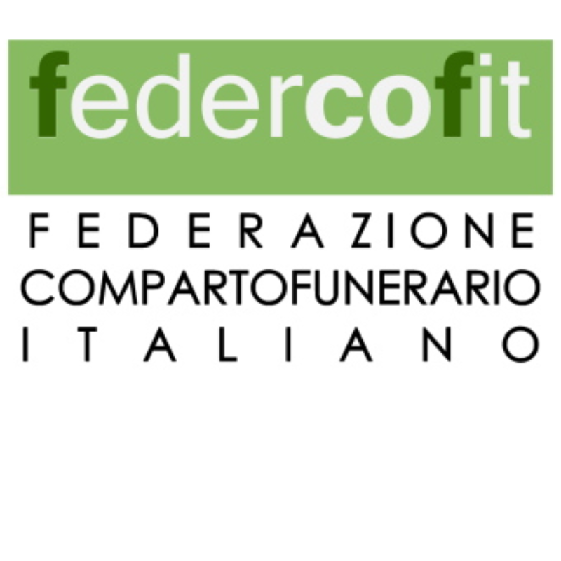 Logo della Federcofit con sfondo verde e scritta in bianco e nero riportante la scritta: Federazione Comparto Funerario Italiano.